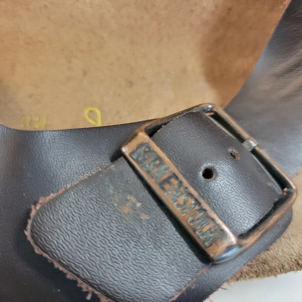 Birkenstock Milano Mens 11 Brown Black Leather Slingback Sandals 44 L13 M11